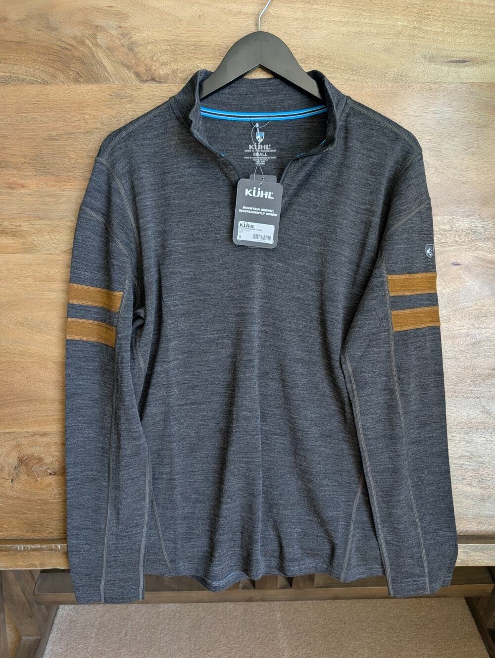 NWT KUHL Team Merino 1/4 Zip Pullover Shirt Mens S Cast Iron Gray Long Sleeve